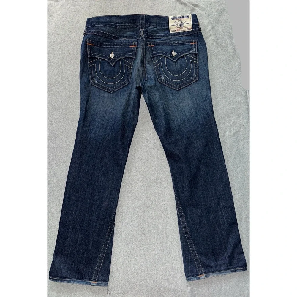 True Religion Joey Jeans Mens Blue Bootcut Dark Wash Denim Size‎ 38